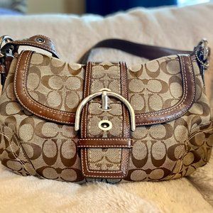 Authentic Coach Signature Canvas & Leather Buckle Bag